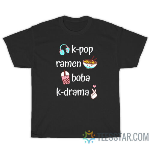 Cute Kpop Ramen Boba Kdrama T-Shirt