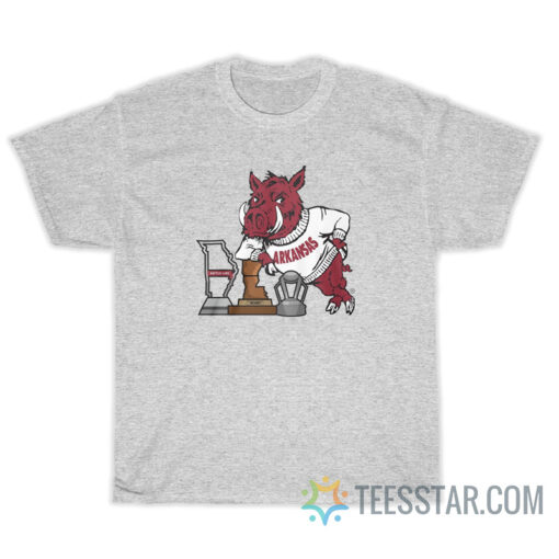 Coach Sam Pittman Arkansas Razorbacks Mascot Trophy T-Shirt