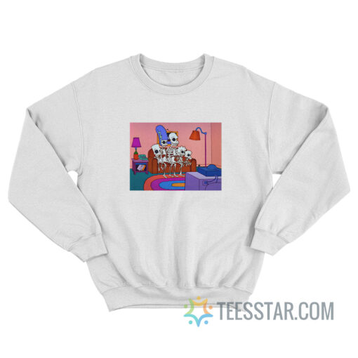 The Simpsons Halloween Skeleton Family On Couch Sweatshirt