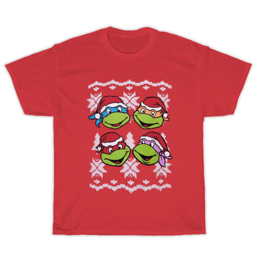 Ninja Turtle Faces Faux Christmas T-Shirt