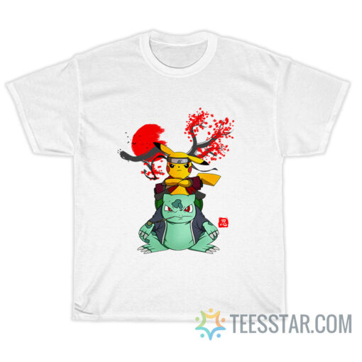 Pokemon Pikachu And Bulbasaur Mashup Naruto T-Shirt